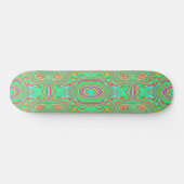 Retro Orange und Lime Green Abstrakt Pattern Skateboard (Horizontal)