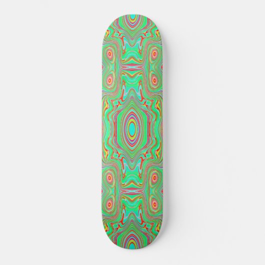 Retro Orange und Lime Green Abstrakt Pattern Skateboard (Vorderseite)