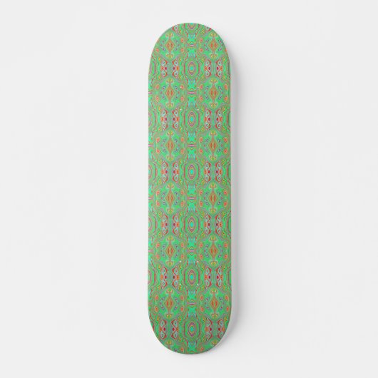 Retro Orange und Lime Green Abstrakt Pattern Skateboard (Vorne)