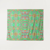 Retro Orange und Lime Green Abstrakt Pattern Wandteppich (Vorderseite (Horizontal))
