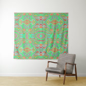 Retro Orange und Lime Green Abstrakt Pattern Wandteppich (Beispiel (Horizontal))