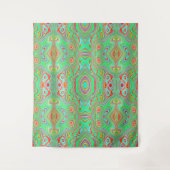 Retro Orange und Lime Green Abstrakt Pattern Wandteppich (Vorderseite)