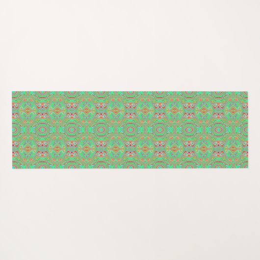 Retro Orange und Lime Green Abstrakt Pattern Yogamatte (Rückseite (Horizontal))