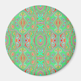 Retro Orange und Limettengrün abstraktes Muster Magnet