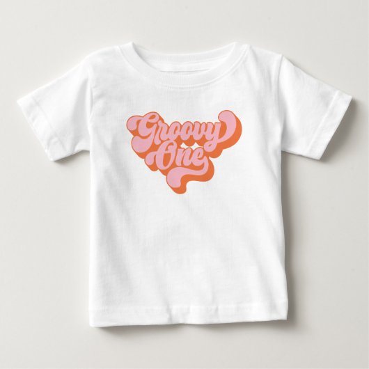 Retro Orange und Pink Groovy One Baby T-shirt (Vorderseite)