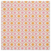 Retro orange und rosa Blumen auf Ogee-Muster Stoff (Muster)