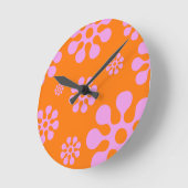 Retro-Orange- und rosafarbene Wand-Uhr Runde Wanduhr (Winkel)