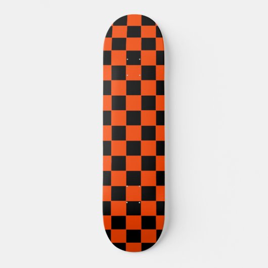 Retro orange und schwarzer SchachbrettSkateboard Skateboard (Vorderseite)