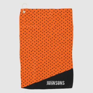 Retro-Orange- und Schwarzpolka-Punkte für Monogram Golfhandtuch