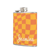 Retro Orange Warpe Schachbrett Board Individuelle  Flachmann (Links)