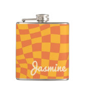 Retro Orange Warpe Schachbrett Board Individuelle Flachmann (Vorderseite)