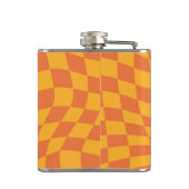 Retro Orange Warpe Schachbrett Board Individuelle  Flachmann (Rückseite)