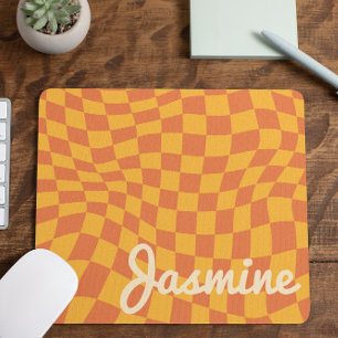 Retro Orange Warpe Schachbrett Board Individuelle  Mousepad