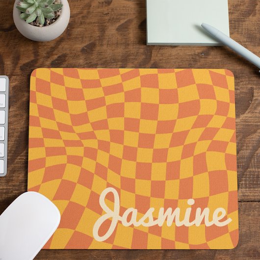 Retro Orange Warpe Schachbrett Board Individuelle  Mousepad