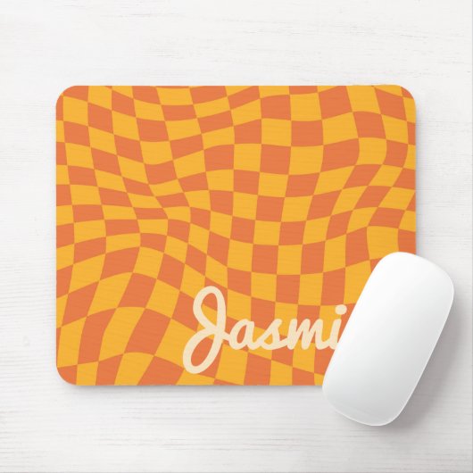 Retro Orange Warpe Schachbrett Board Individuelle  Mousepad (Mit Mouse)