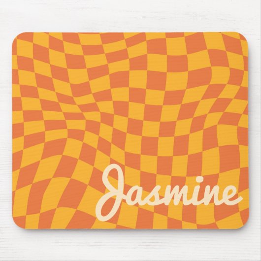 Retro Orange Warpe Schachbrett Board Individuelle Mousepad (Vorne)