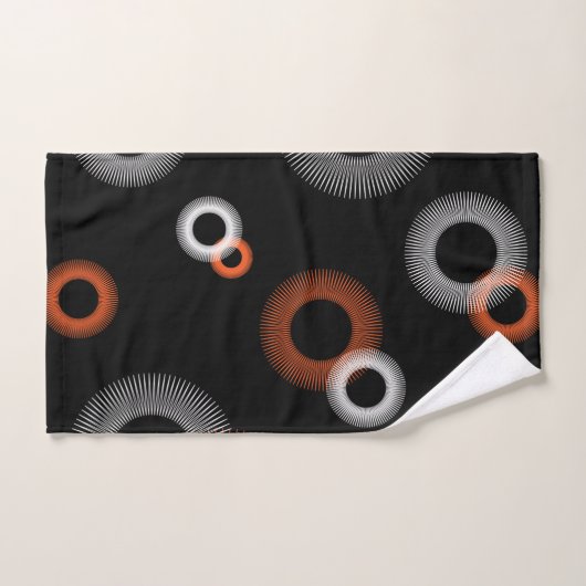 Retro Orange White Black Sternexplosion Muster Badhandtuch Set (Handtuch)