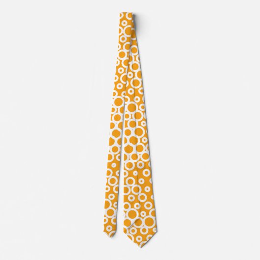 Retro Orange & White Polka Dot Patterns Krawatte (Rückseite)