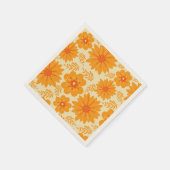 Retro Orange Wildblume Garden Blumenmuster Serviette (Ecke)