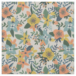 Retro Orange Yellow Blue Floral Muster Stoff