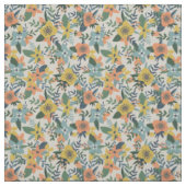 Retro Orange Yellow Blue Floral Muster Stoff (Muster)