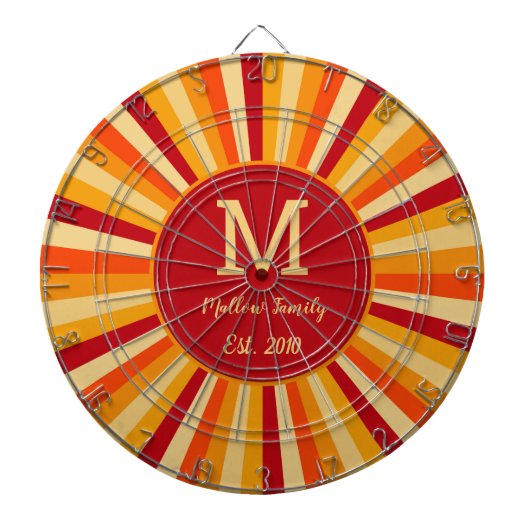 Retro Orange Yellow Family Game Dartboard Dartscheibe (vorne)