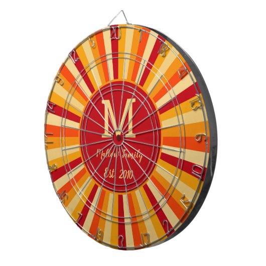 Retro Orange Yellow Family Game Dartboard Dartscheibe (Vorderseite rechts)