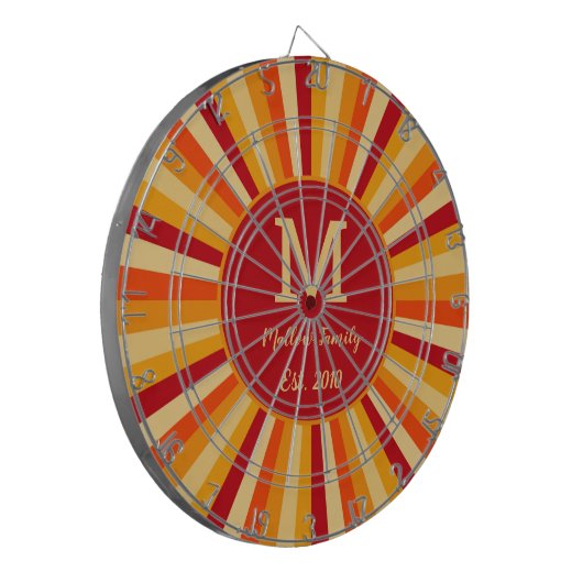Retro Orange Yellow Family Game Dartboard Dartscheibe (Vorderseite Links)