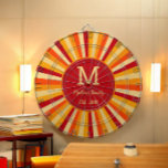 Retro Orange Yellow Family Game Dartboard Dartscheibe<br><div class="desc">Retro Orange Yellow Family Game Dartboard mit Namen und Monogramm.</div>