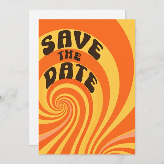Retro Orange Yellow Foto Save the Date (Vorne/Hinten)