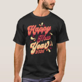 Retro Orange Yellow Happy New Year T-Shirt (Vorderseite)