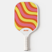Retro Orange Yellow Pink 70er & 90er Streifen Pickleball Schläger (Vorderseite)