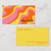 Retro Orange Yellow Pink Abstraktes Trenddesign Visitenkarte (Vorne/Hinten)