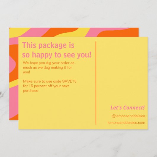 Retro Orange Yellow Pink Small Business Order als Dankeskarte (Vorne/Hinten)