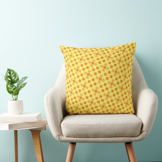 Retro Orange Yellow Polka Dots Geometrisches Muste Kissen (Stuhl )