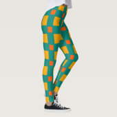Retro Orange Yellow Squares Muster Leggings (Rechts)