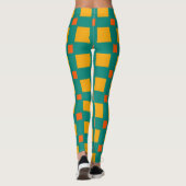 Retro Orange Yellow Squares Muster Leggings (Rückseite)