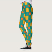 Retro Orange Yellow Squares Muster Leggings (Links)