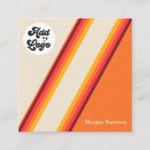 Retro Orange Yellow Strips 70er, 80er Logo QR Code Quadratische Visitenkarte (Vorderseite)