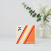 Retro Orange Yellow Strips 70er, 80er Logo QR Code Quadratische Visitenkarte (Stehend Vorderseite)