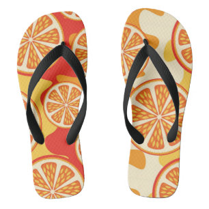 Retro orange Zitrusfrucht-Muster Badesandalen