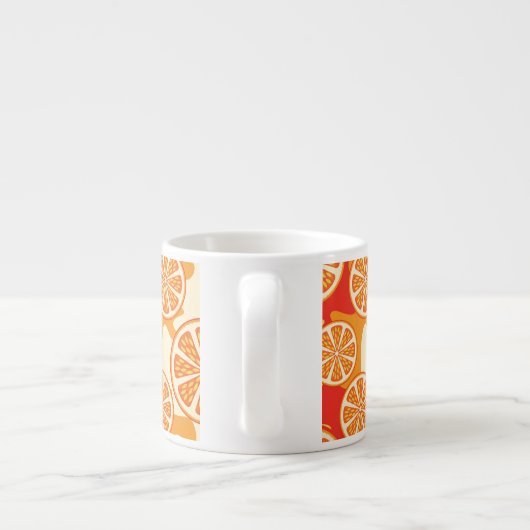 Retro orange Zitrusfrucht-Muster Espressotasse (Rückseite)