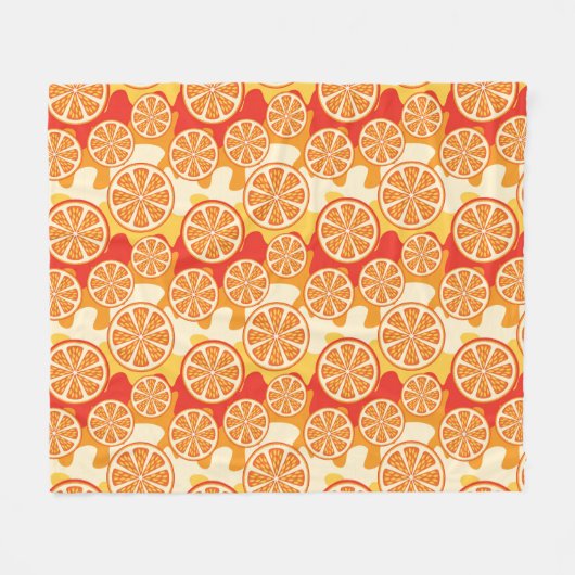 Retro orange Zitrusfrucht-Muster Fleecedecke (Vorderseite (Horizontal))