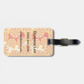 Retro orange Zitrusfrucht-Muster Gepäckanhänger (Rückseite horizontal)