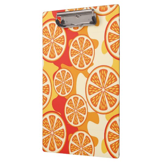 Retro orange Zitrusfrucht-Muster Klemmbrett (Links)