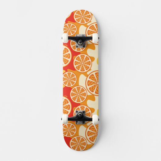 Retro orange Zitrusfrucht-Muster Skateboard (Vorderseite)