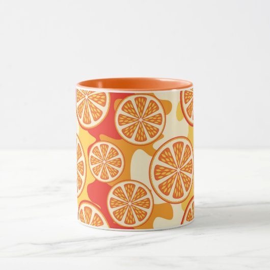 Retro orange Zitrusfrucht-Muster Tasse (Zentrum)
