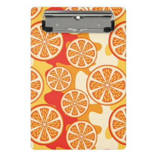 Retro Orange Zitrusmuster Mini Klemmbrett
