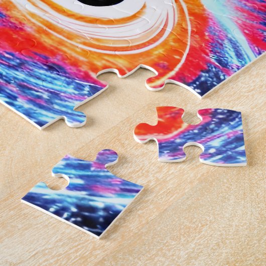 Retro-orangefarbener blauer und roter kosmischer W Puzzle (Seite)