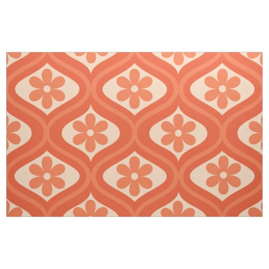 Retro-Orangen-Blumenmuster auf mittelalterlichem O Stoff (Yard (91,4 cm))